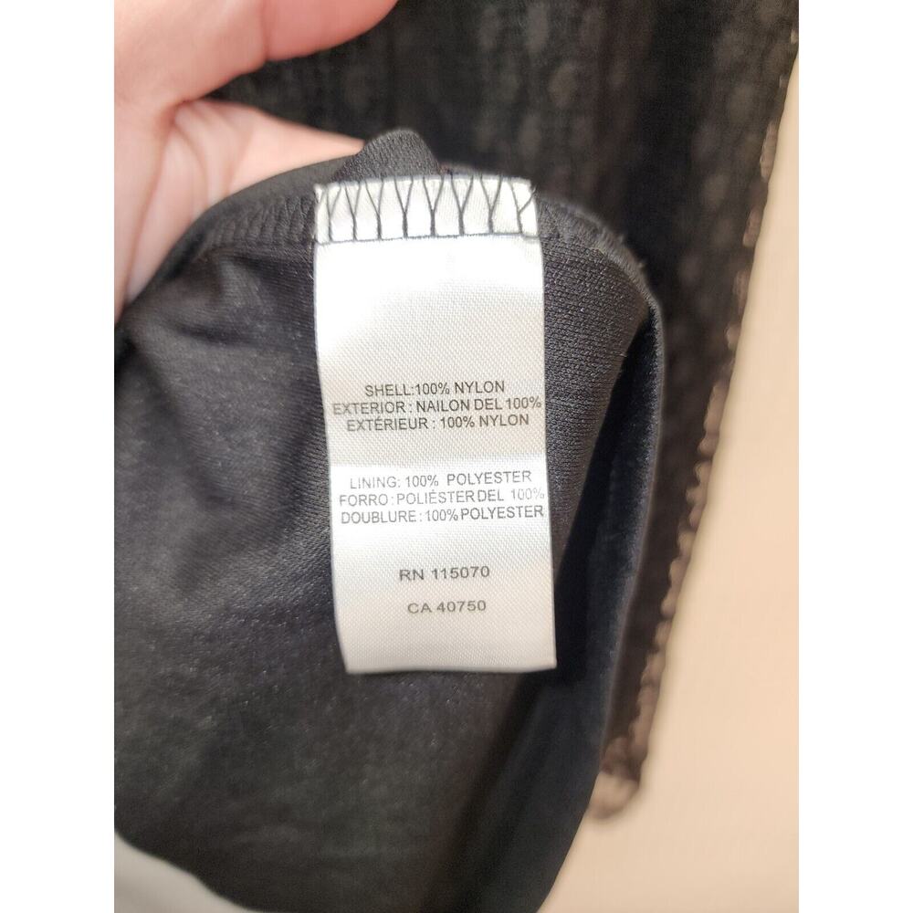 Nina Leonard Dress Womens Size Large Black Sheer High Neck Stretch Midi - Picture 9 of 10
